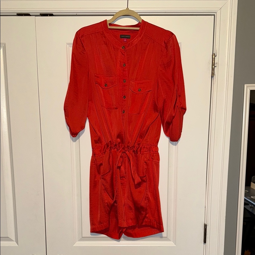 Vince Camuto coral Button-Front Romper